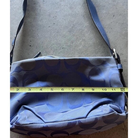 Vintage Coach Blue Carly Women’s Handbag Purse Bag Signature Print Canvas F15068 - Picture 7 of 16